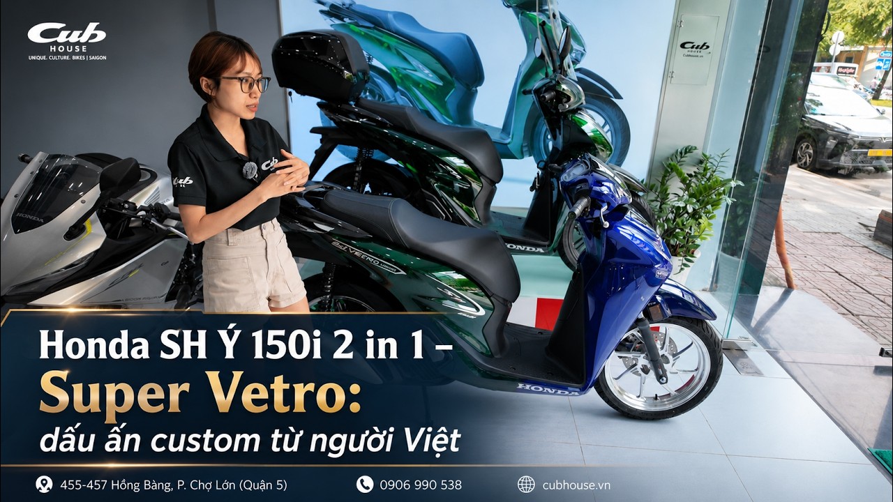 Xe máy nhập khẩu độc lạ: SH Ý 150i 2 in 1 có gì hấp dẫn đại lý và người chơi? 2 Honda SH Ý 150i 2 in 1 – Super Vetro: dấu ấn custom 2 sắc màu Vetro từ người Việt